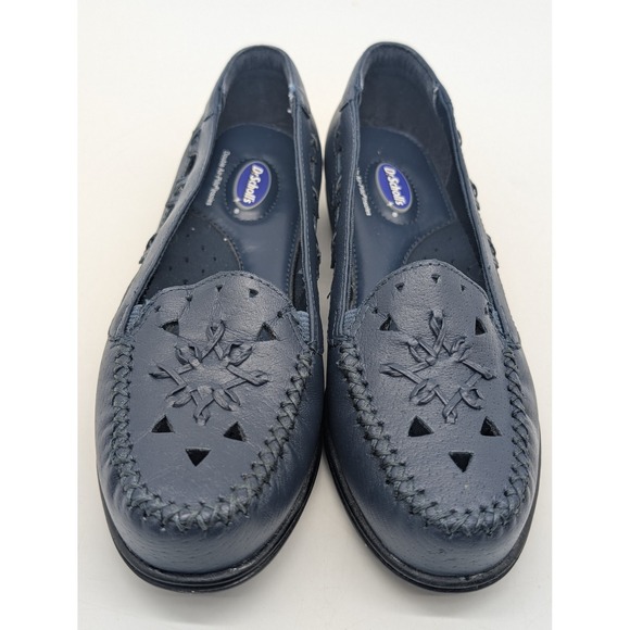 Dr Scholls Womens Navy Blue Leather Slip On Loafer Shoes Size 6M - Picture 6 of 10